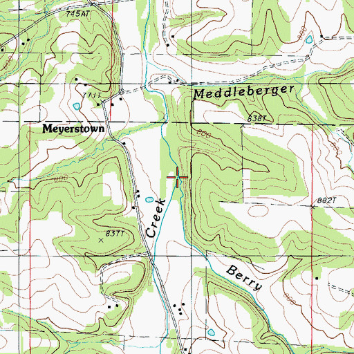 Topographic Map of Berry Creek, MO