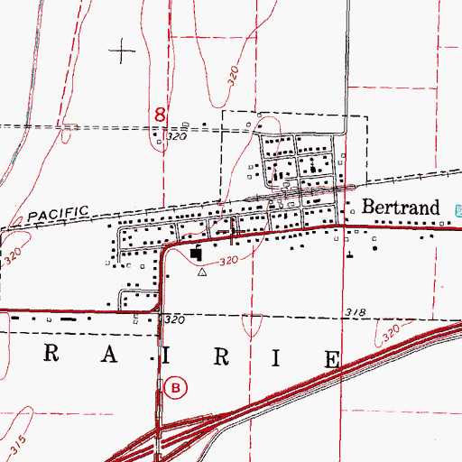 Topographic Map of Bertrand, MO