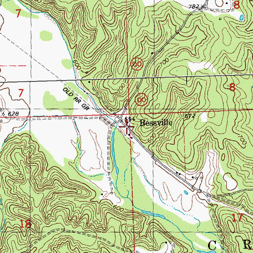 Topographic Map of Bessville, MO