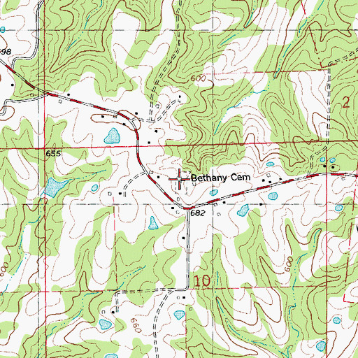 Topographic Map of Bethany Cemetery, MO
