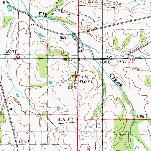Topographic Map of Bethany Church, MO