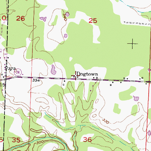 Topographic Map of Dogtown, AR