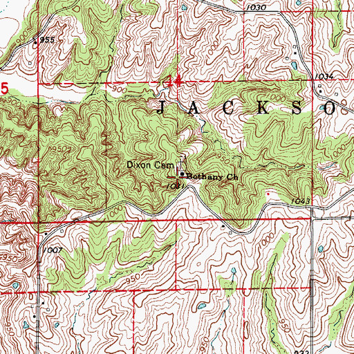 Topographic Map of Bethany Church, MO