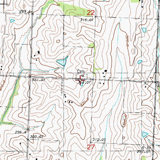 Topographic Map of Bethany Church, MO