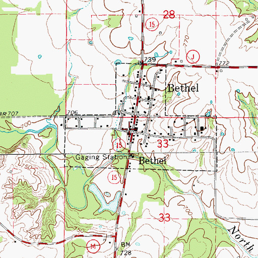 Topographic Map of Bethel, MO