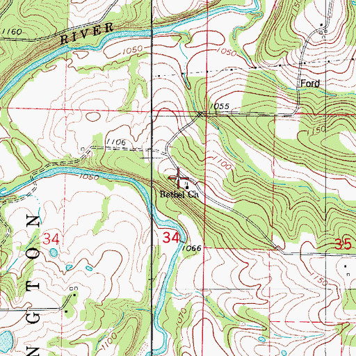 Topographic Map of Bethel Cemetery, MO