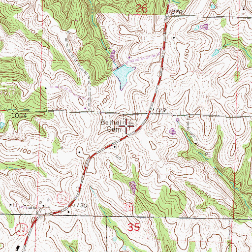 Topographic Map of Bethel Cemetery, MO