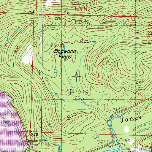 Topographic Map of Dogwood Flats, AR