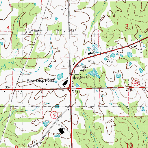 Topographic Map of Bethel Church, MO