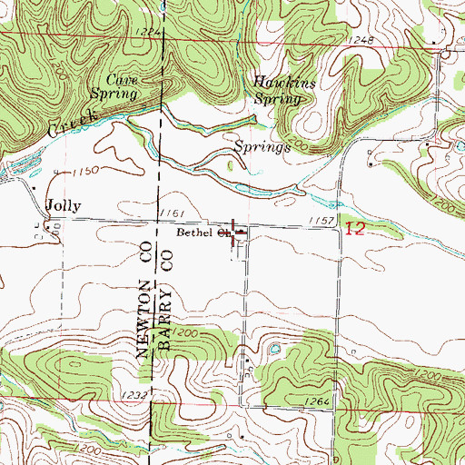 Topographic Map of Bethel Church, MO