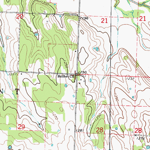 Topographic Map of Bethel Church, MO