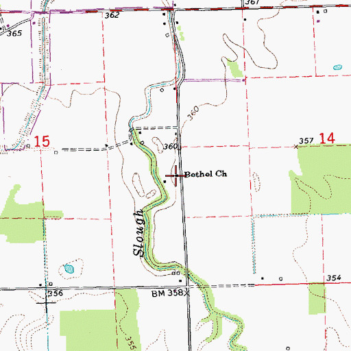 Topographic Map of Bethel Church, MO