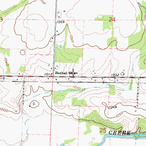 Topographic Map of Bethel Church, MO