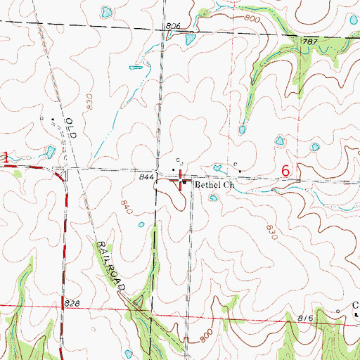 Topographic Map of Bethel Church, MO
