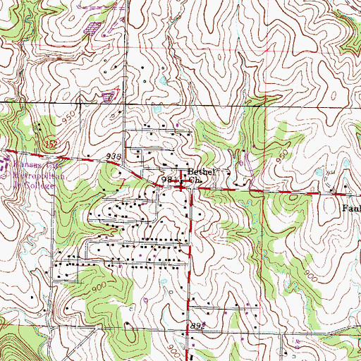 Topographic Map of Bethel Church, MO