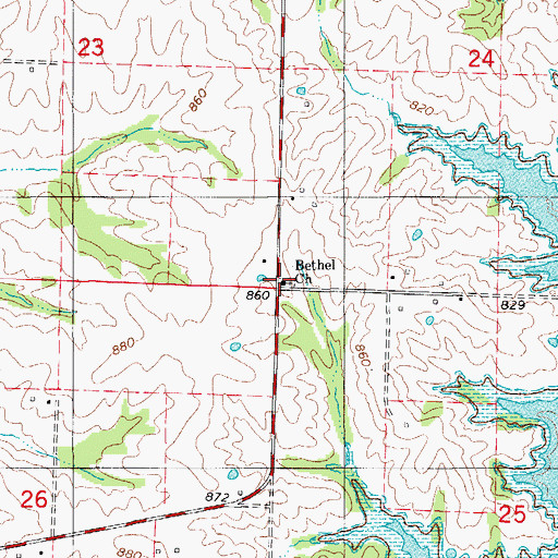Topographic Map of Bethel Church, MO