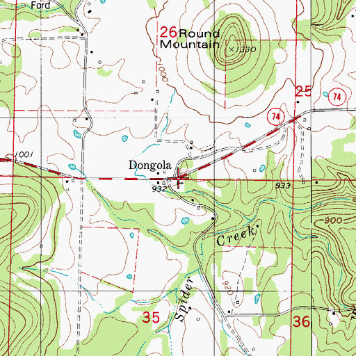Topographic Map of Dongola, AR