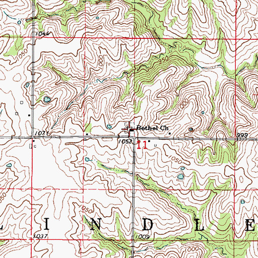 Topographic Map of Bethel Church, MO