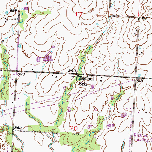 Topographic Map of Bethel School (historical), MO