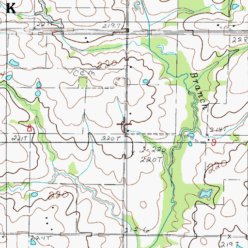 Topographic Map of Bethel School, MO