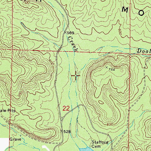 Topographic Map of Dooley Branch, AR