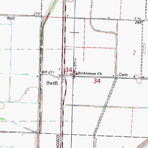Topographic Map of Bethlehem Church, MO