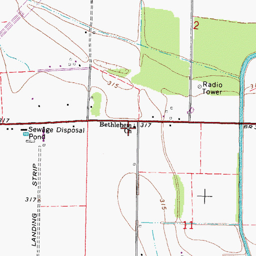 Topographic Map of Bethlehem Church, MO