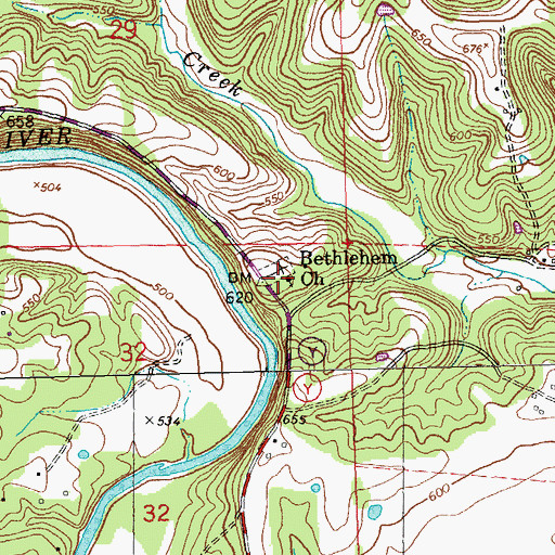 Topographic Map of Bethlehem Church, MO