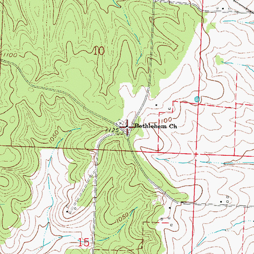 Topographic Map of Bethlehem Church, MO