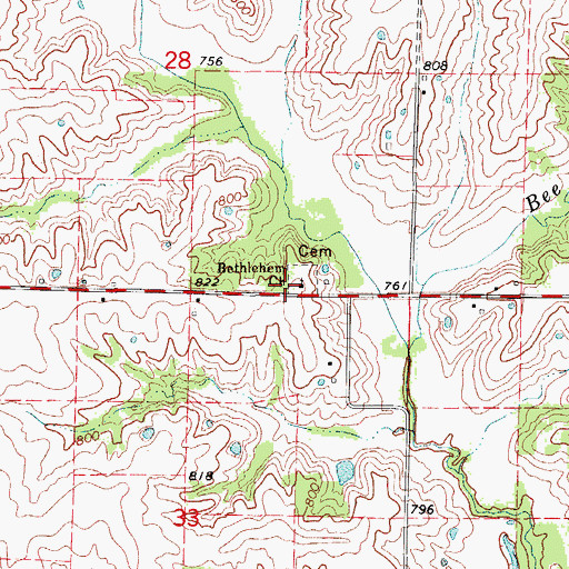 Topographic Map of Bethlehem Church, MO