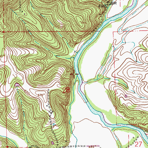 Topographic Map of Bethlehem Creek, MO