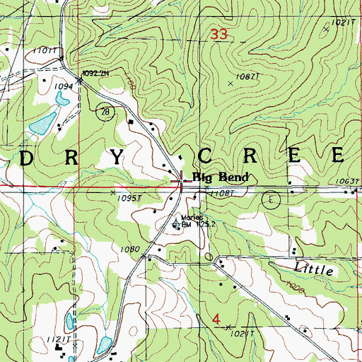 Topographic Map of Big Bend, MO