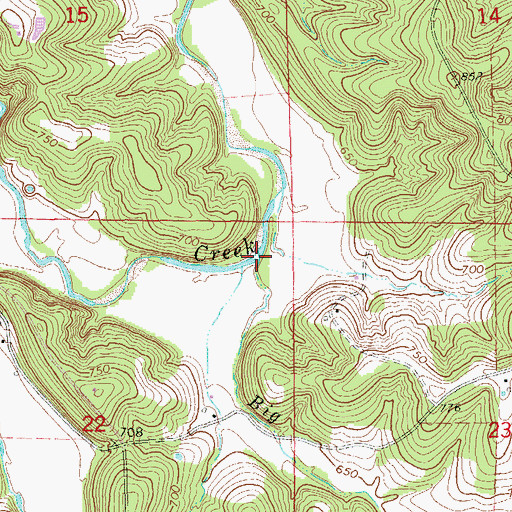 Topographic Map of Big Branch, MO