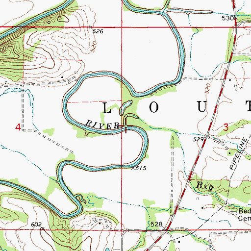 Topographic Map of Big Branch, MO