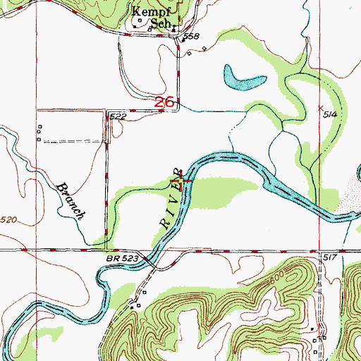 Topographic Map of Big Branch, MO
