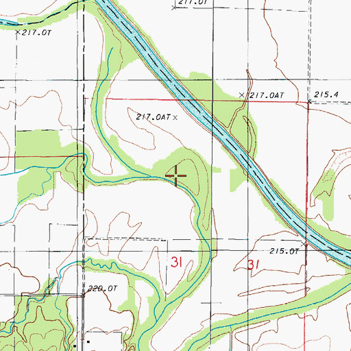 Topographic Map of Big Branch, MO