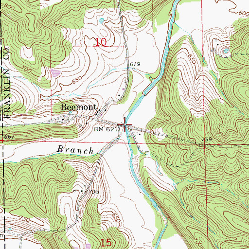 Topographic Map of Big Branch, MO