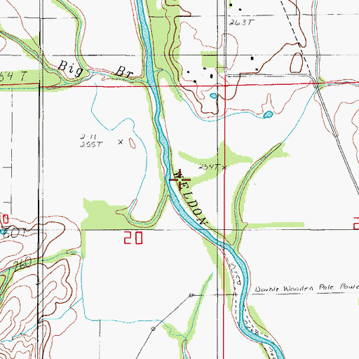 Topographic Map of Big Branch, MO