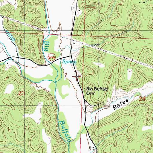 Topographic Map of Big Buffalo School, MO