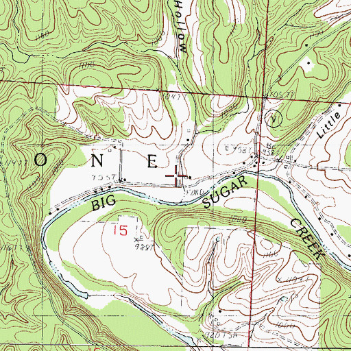 Topographic Map of Big Cedar Hollow, MO