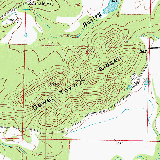 Topographic Map of Dowel Town Ridges, AR