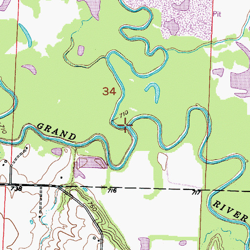 Topographic Map of Big Creek, MO