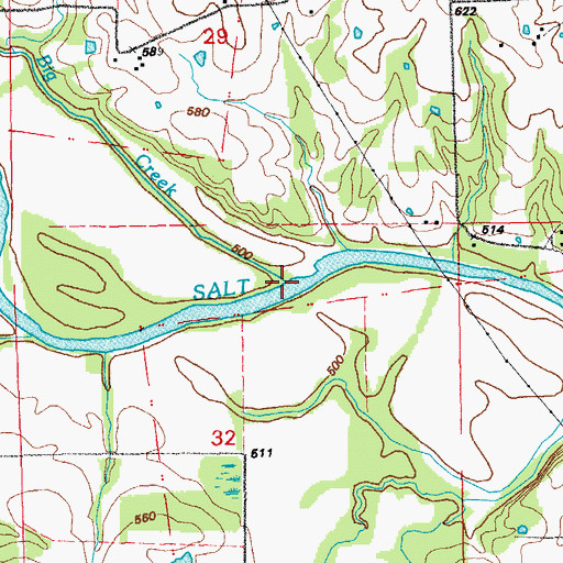 Topographic Map of Big Creek, MO