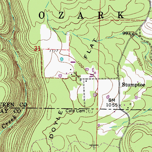Topographic Map of Doyle Flat, AR