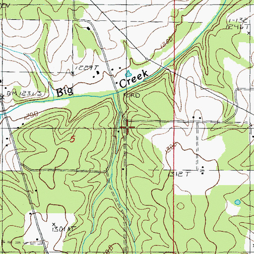 Topographic Map of Big Creek School (historical), MO