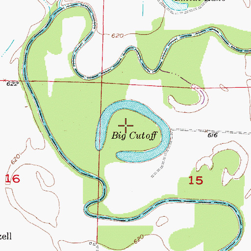 Topographic Map of Big Cutoff, MO