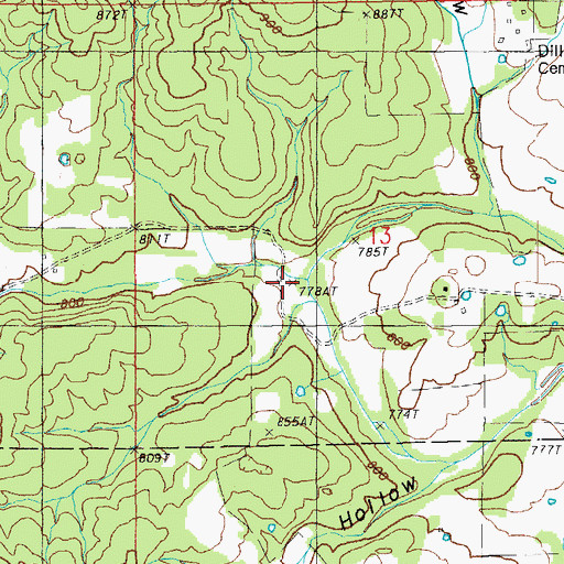 Topographic Map of Big Hollow, MO