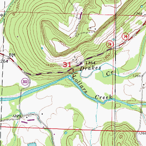 Topographic Map of Drakes Creek, AR
