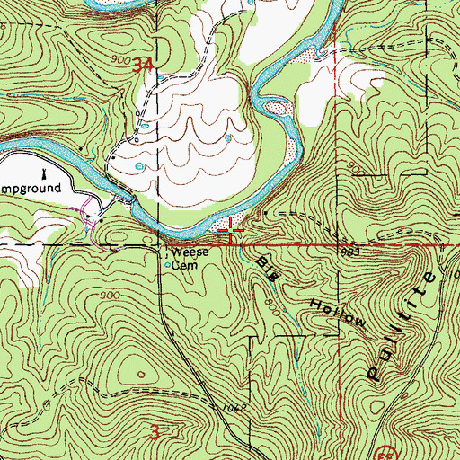 Topographic Map of Big Hollow, MO