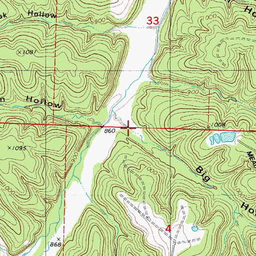 Topographic Map of Big Hollow, MO